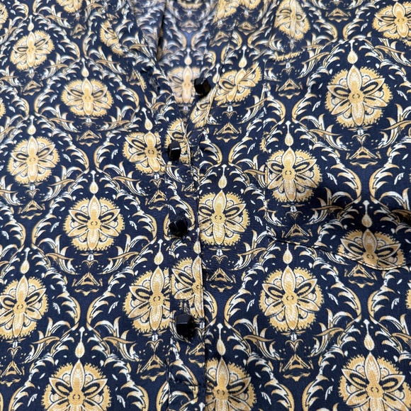 ZARA | Designer Inspo Printed Retro Pattern Button Up Henley Long Sleeve Blouse - Picture 10 of 16